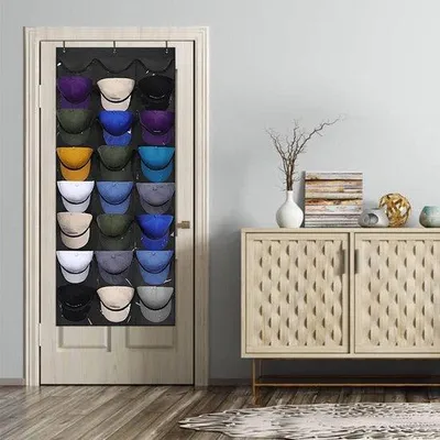 Image de Rangement pour casquettes de baseball - 24 poches - Porte-casquettes à accrocher à la porte