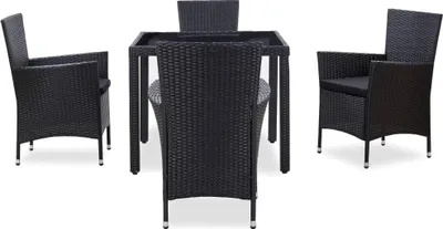Obrázok produktu pre vidaXL 5-dielny záhradný jedálenský set Poly Rattan Black