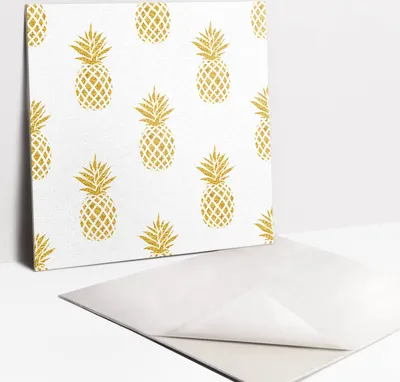 Produktbild von Fliesenaufkleber Set für Bad und Küche - 9 Fliesen Selbstklebend PVC - 30 x 30 - Goldene Zeichnungsananas