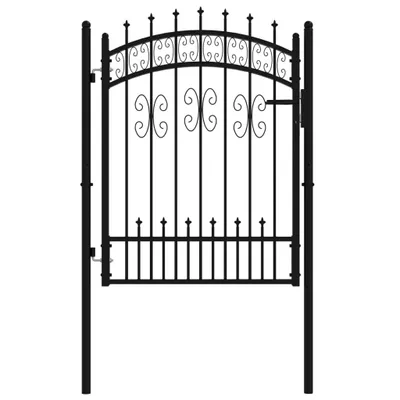 Zdjęcie produktu dla vidaXL Brama ogrodzeniowa z grotami czarna 103x175 cm stalowa