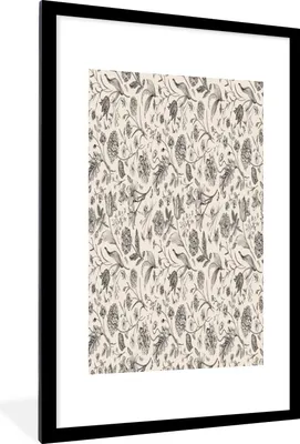 Produktbild von MuchoWow® MuchoWow® Gerahmtes Poster Blumen - Schwarz - Weiß - Blätter 60x90 cm - Poster mit zchwarzem Bilderrahmen - Dekoration - Wandposter Wohnzimmer - Hochwertig