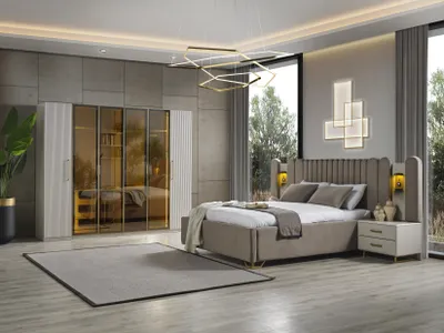 Produktbild von Schlafzimmer  Bett 2x Nachttische Hochwertig Möbel Kleiderschrank