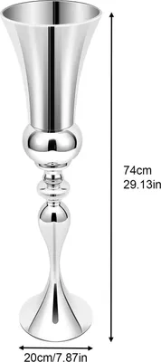 Produktbild von Bodenvase Blumenvase - Moderne galvanisierte Eisenvase - Höhe 74 cm - Durchmesser 20 cm - Hochzeitsdeko - Silber