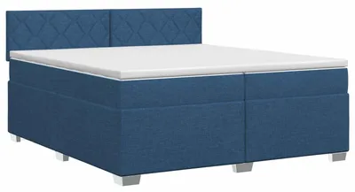 Obrázok produktu pre vidaXL Box spring posteľ s matracom s čelom modrá 200 x 200 cm látka