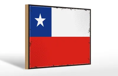 Produktbild von Holzschild Flagge Chiles 30x20cm Retro Flag of Chile