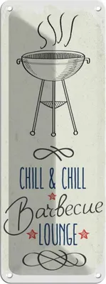 Produktbild von vianmo Blechschild 27x10 cm Chill & Chill Barbecue Lounge
