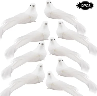 Obrázok produktu pre Umelé vtáky Xmas Simulation Foam White Dove Dekorácie Xmas Tree Fake Feathered Birds pre Holiday Party Decor