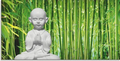 Produktbild von ARTland Glasbild Buddha mit Bambus Größe: 100x50 cm