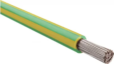 Image de CÂBLE HELU FÜNFNORM 1X6 mm² AWG10 GNYE (vert/jaune) Conducteur unique vert/jaune AD 5,1 mm Tension nominale Uo/U 450 V/750 V selon UL/CSA