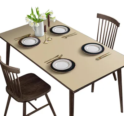 Immagine prodotto di Tovaglia in ecopelle, impermeabile, anti-macchia, antiscivolo, color beige, 90 x 150 cm