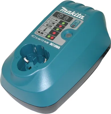 Produktbild von Makita DC10WA, Lithium-Ion (Li-Ion), 0,8h, 3000 mAh, 16,5 cm, 400g, Schwarz, Blau