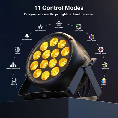 Image de Projecteur LED PAR - Éclairage de scène - Éclairage pour DJ - Projecteur de théâtre - Éclairage pour événements - Lot de 4
