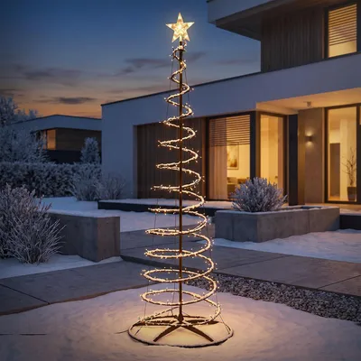 LED-Kerstboom 210 cm, 756 warmwitte LEDs, Waterval-Licht, Timer, IP44