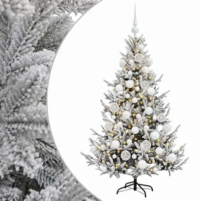 Image de Arbre de Noël artificiel vidaXL avec boules de Noël, 150 cm, 150 LED