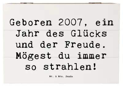 Produktbild von Mr. & Mrs. Panda Box Spruch 2007 Geburtstag 22 x 15 cm - Weiß - Geschenk, Magie des Jahres, besondere Geschenke, Geburtstagsgeschenk, Handgefertigte, ein Jahr Glücks