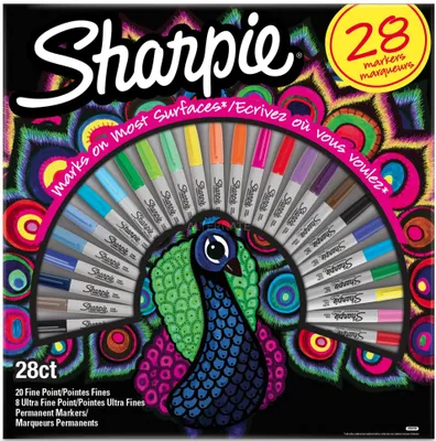 Produktbild von Sharpie Permanent Marker | Marker Stifte mit feinen und ultrafeinen Spitzen | exklusive Farben | 28er Set