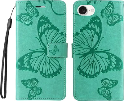 Produktbild von iPhone 16e / 17e Hülle - Coverup Schmetterlinge Klapphülle - Mintgrün