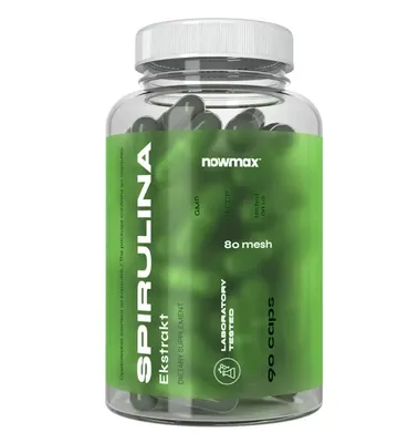 Produktbild von nowmax® Spirulina 500 mg – 120 Kapseln | Arthrospira platensis | Nahrungsergänzung