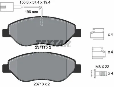 Immagine prodotto di Pastiglie freno anteriori Textar per Alfa Romeo Mito, Fiat Bravo, Stilo, Lancia Delta
