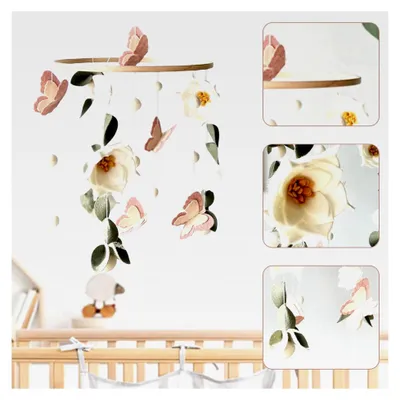 Produktbild von Baby Mobile - Blumen und Schmetterlinge für das Babybett, Mobile für Wickeltisch und Kinderzimmer Deko, Geschenk für Jungen und Mädchen