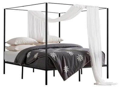 Produktbild von Himmelbettrahmen (Kingsize), Metallhimmelbett mit robustem Design und Stauraum