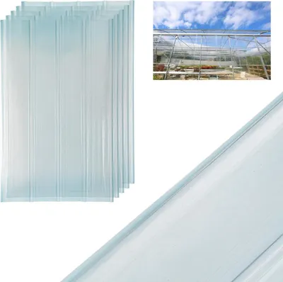 Immagine prodotto di Lastre ondulate Bettizia, lastre per luce diurna FRP, lastre ondulate trasparenti, lastre profilate ondulate trapezoidali, lastre per tetti resistenti al gelo/isolanti, lastre per serre spesse 2 mm, possibilità di taglio in lunghezza (0,9x1,6 m, 5 pz)