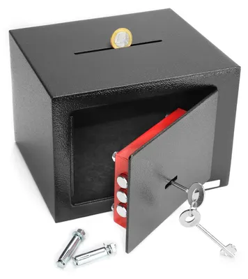 Image de Coffre-fort - Coffre-fort meuble - 23 x 17 x 17 cm - Serrure à clé 3 pannetons - Acier