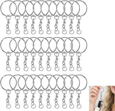 Imagen del producto de Juego de llaveros, de 60 piezas, que incluye 30 llaveros y 30 aros abiertos, ideal para la creación de joyería artesanal