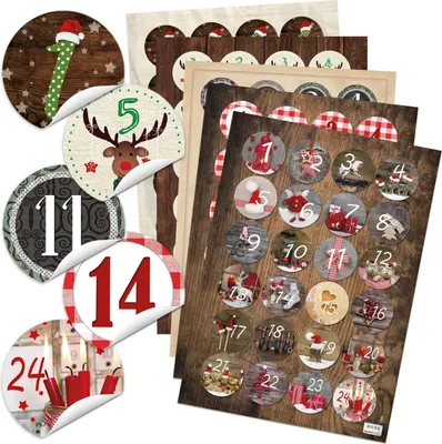 Produktbild von Adventskalenderzahlen Aufkleber Set 5 x 24 Zahlenaufkleber