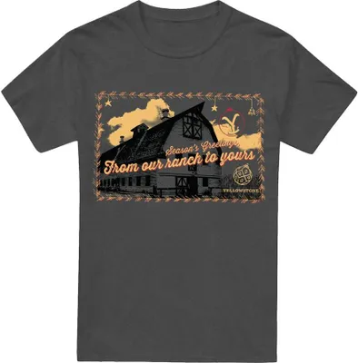 Produktbild von Yellowstone - "Seasons Greetings From The Yellowstone" T-Shirt für Herren/Damen Uni - weihnachtliches Design TV17463 (L) (Holzkohle)