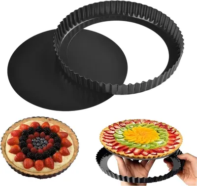 Immagine prodotto di Teglia per quiche - Teglia per torte - Utensile per preparare dolci - Fondo removibile - 28 cm - Nero
