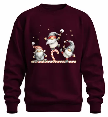 Immagine prodotto di Gnomo natalizio bastoncino di zucchero simpatico e divertente regalo di Natale Felpa unisex, Borgogna, S