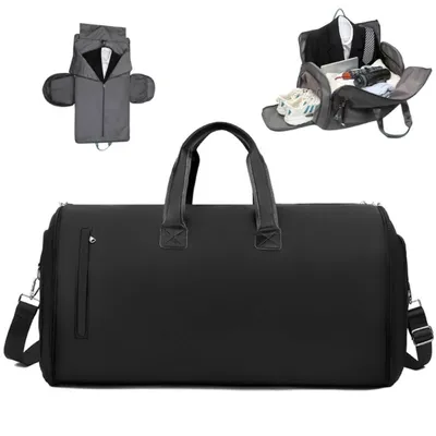 Produktbild von Reisetaschen, 60L Reisetasche, 60x30x32cm faltbar Fitnesstasche, Wasserdichter, für Studenten, Pendler, Reisende, Schwarz