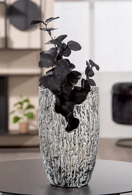 Produktbild von Gilde Vase, konisch, Crepa , Keramik, silberfarben, VE 3, H. 22 cm, D. 14 cm Höhe: 22.00 cm Durchmesser: 14.00 cm 34794