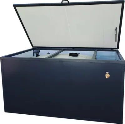 Produktbild von CF Tank+ Wasserspeicher, Wassertank für Regenwasser mit Alu Verkleidung, Wasserhahn, Pumpe und Anschlussmaterial