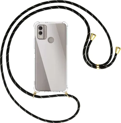Produktbild von Handykette Backcover-Schutzhülle mit Band (Metall goldfarben) für Nokia C22 4G (6.5'') - schwarz/gold