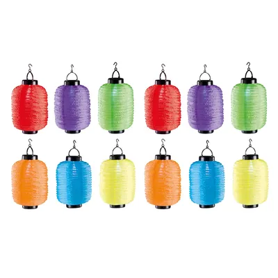 Produktbild von 12er Set Solar LED Lampion Party Garten Laterne Oval Bunt Deko Lampenschirm Lampe Kugel Gartenlampion