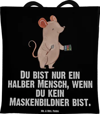 Produktbild von Mr. & Mrs. Panda Shopping Tasche Maskenbildner Herz - Schwarz - Geschenk, Tote Bag, Beauty Salon, Schultasche, Laptoptasche, Kosmetikstudio, Ausbildung, festival, Spruch