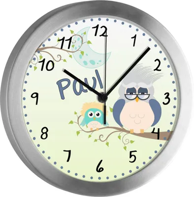 Produktbild von Kinderzimmer Funkwanduhr, Funkuhr Wanduhr Kinder, Eule Opa 25 cm