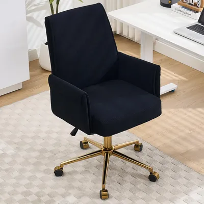 Produktbild von Höhenverstellbarer Bürodrehstuhl mit mittelhoher Rückenlehne, gestreiftem Bezugsstoff, ergonomisch, für Arbeit, Studium & Entspannung, bequem, in Grau