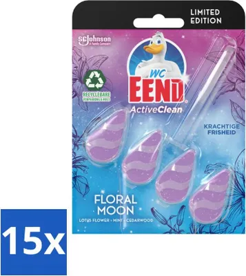 Immagine prodotto di Toilet Duck - Active Clean Floral Moon - Blocco per toilette - Fragranza: Loto, Menta e Legno di Cedro - 38 gr - Confezione risparmio - 15 pezzi