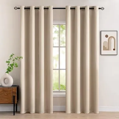 Produktbild von Verdunklungsvorhänge Dunkelbeige Vorhänge Blickdicht 2er Set 225 cm Lang, Gardinen Ösen Abdunkelnde Vorhänge Wohnzimmer Schlafzimmer, Fenster Gardine Verdunkelung Thermovorhang Hitzeschutz