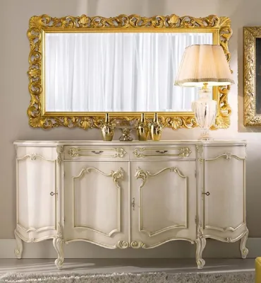 Produktbild von Casa Padrino Luxus Barock Möbel Set Cremefarben / Gold - 1 Barock Sideboard & 1 Barock Wandspiegel - Barock Möbel - Luxus Qualität -  Italy