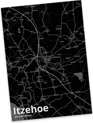 Produktbild von Mr. & Mrs. Panda Postkarte Itzehoe - Geschenk, Stadt Dorf Karte Landkarte Map Stadtplan, Fotokarte, Grußkarte, einzelkarte, Ansichtskarten, Postkarten