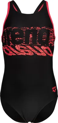 Image de Maillot De Bain Girl's Arena Shaking V Bac 504 Noir-Rouge Fluo 140