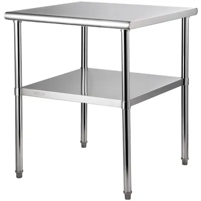 Productafbeelding van RVS Werktafel - Roestvrijstalen Werkbank - Metaaltafel - Stalen Werktafel - Keukentafel - Verstelbare Poten