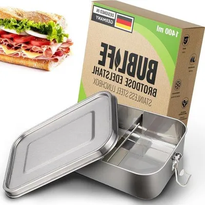 Produktbild von Famanu Lunchbox 1400 ml - Edelstahl Bento Box mit Fächern