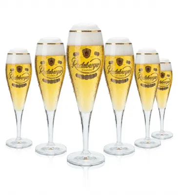 Produktbild von 6x Radeberger Bier Glas 0,25l Pokal Tulpe Kupferrand Gläser Gastro Kneipe Pils