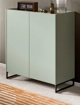 Produktbild von Schuhschrank "Borga" in Salbei und Artisan Eiche Flur Kommode 90 x 97 cm, Soft-Close