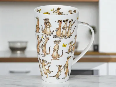 Produktbild von DUNOON Becher Henley Meerkat Mob Erdmännchen 600 ml Bone China Kaffeetasse 15 cm
